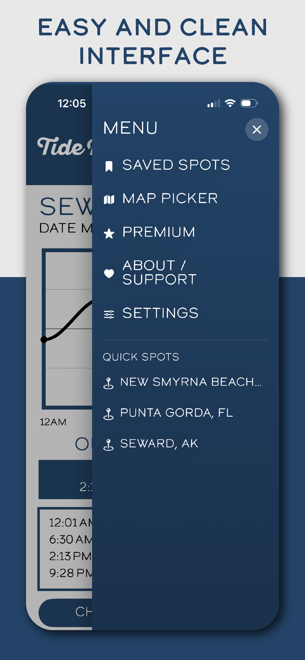 Easy and Clean Interface screenshot in Tide Buoy